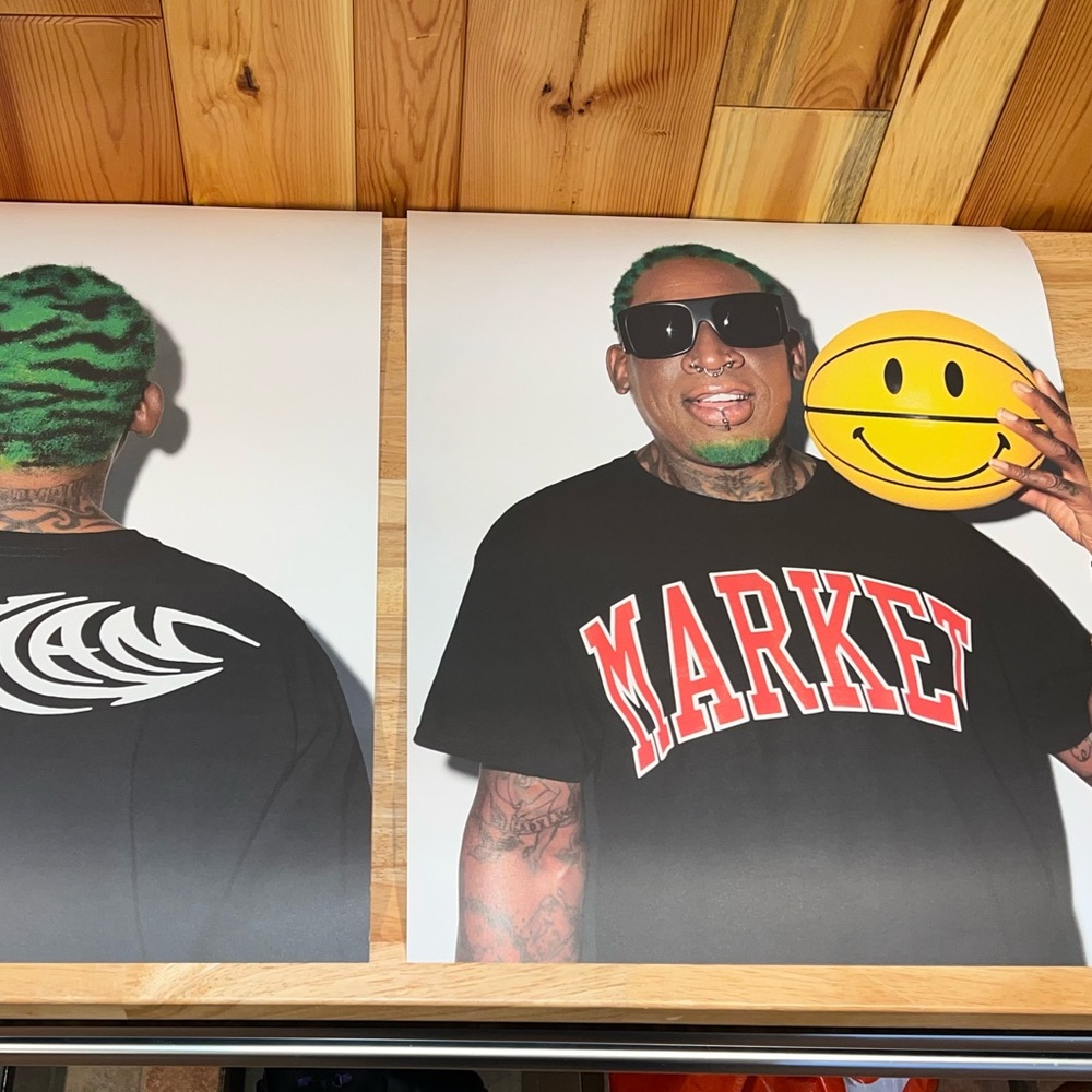 2x NEW Dennis Rodman x Market x Smiley 24” Poster Set #/250 NBA Bulls